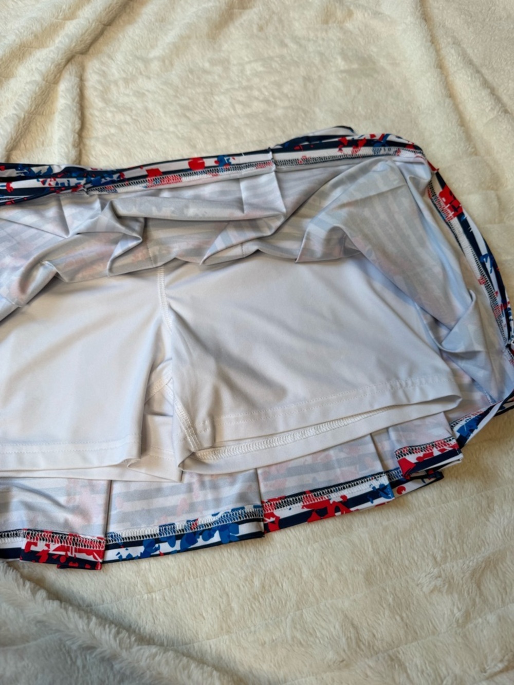 Bolle Athletic Skort Skirt L Red White Blue Striped Built In Shorts Swim Tennis - Picture 10 of 14